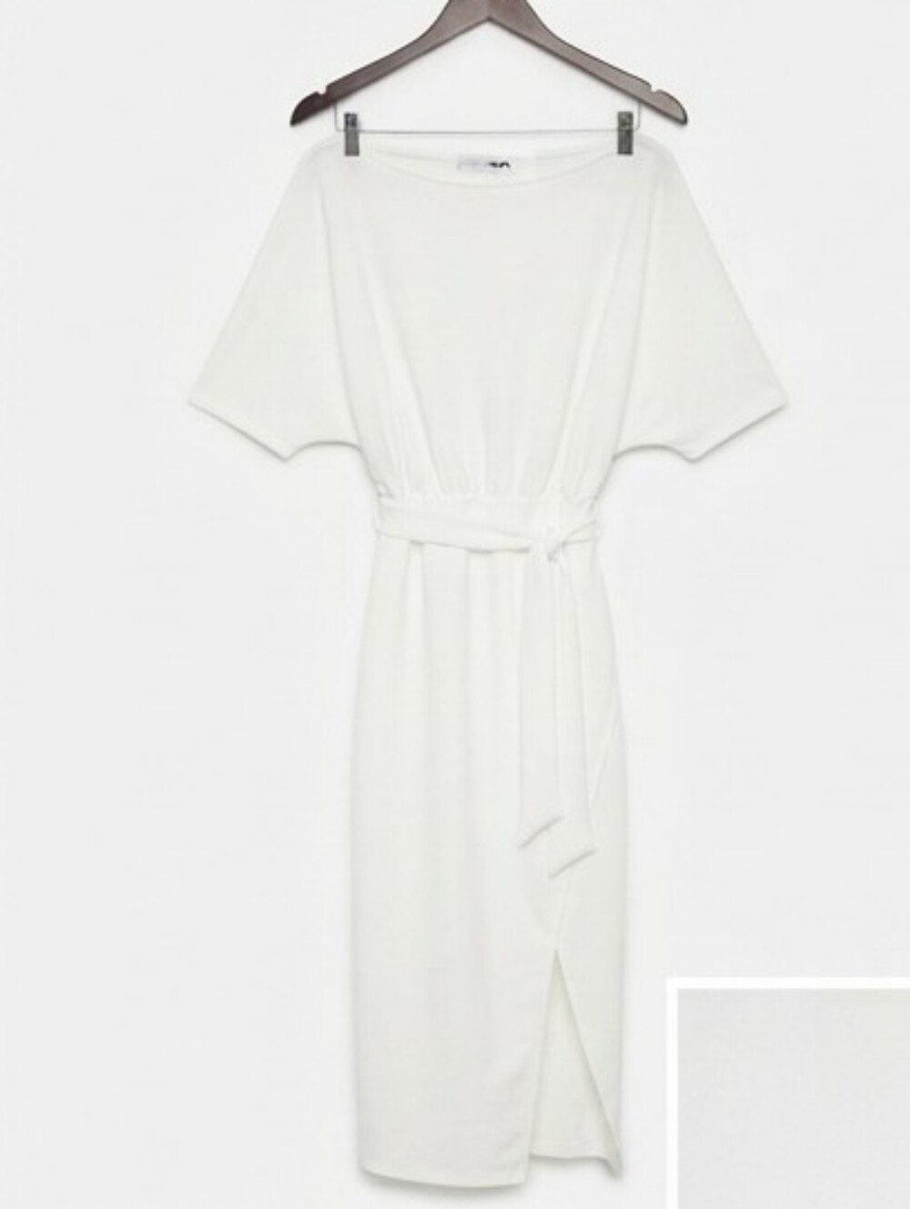 Fashion Nova Ivory Belted Midi Dress